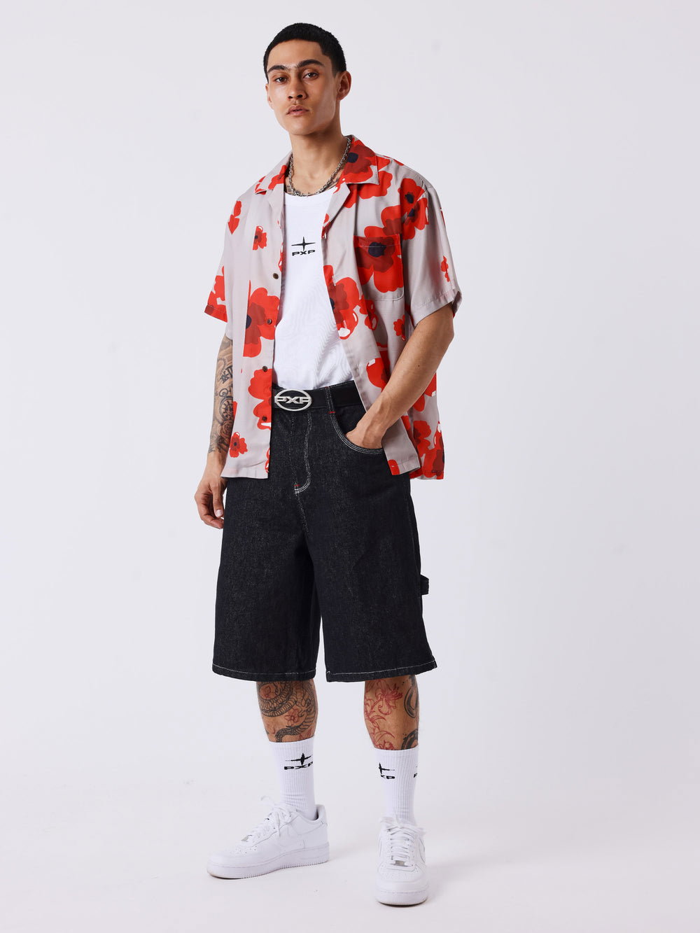 Denim Bermuda shorts with utility pockets