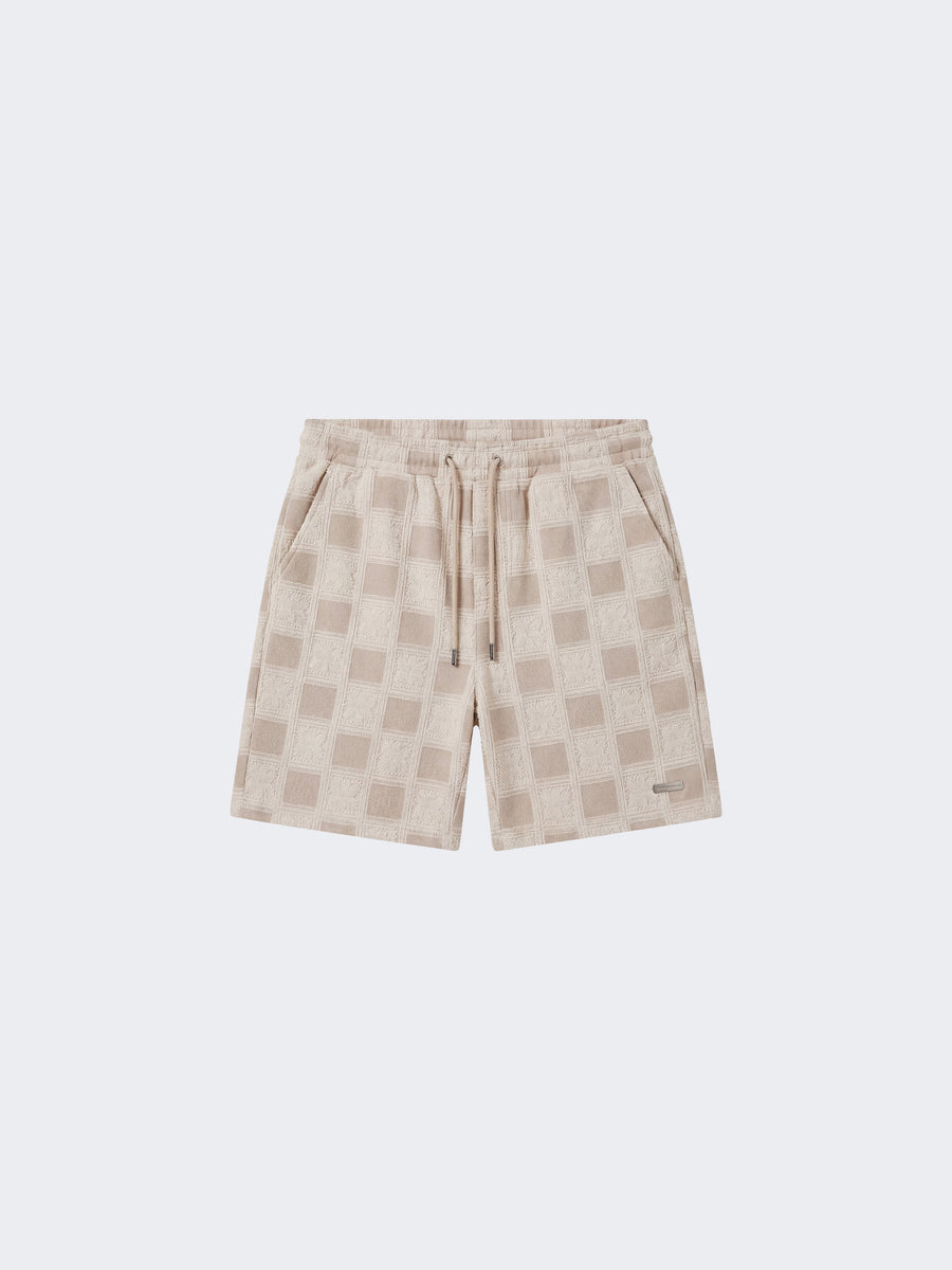 Men’s textured check-pattern shorts