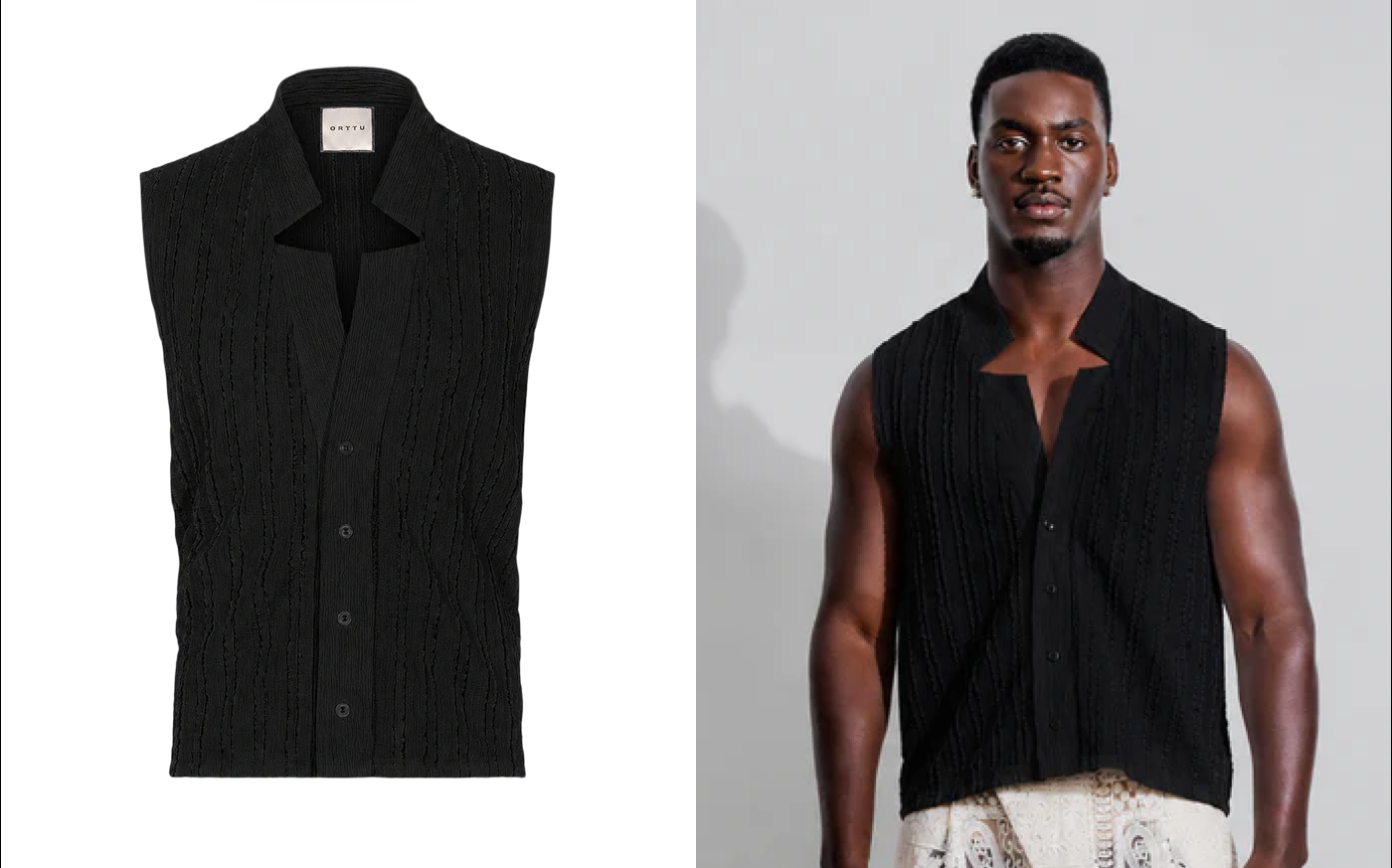 Star Neck Cardigan Buttoned in Black