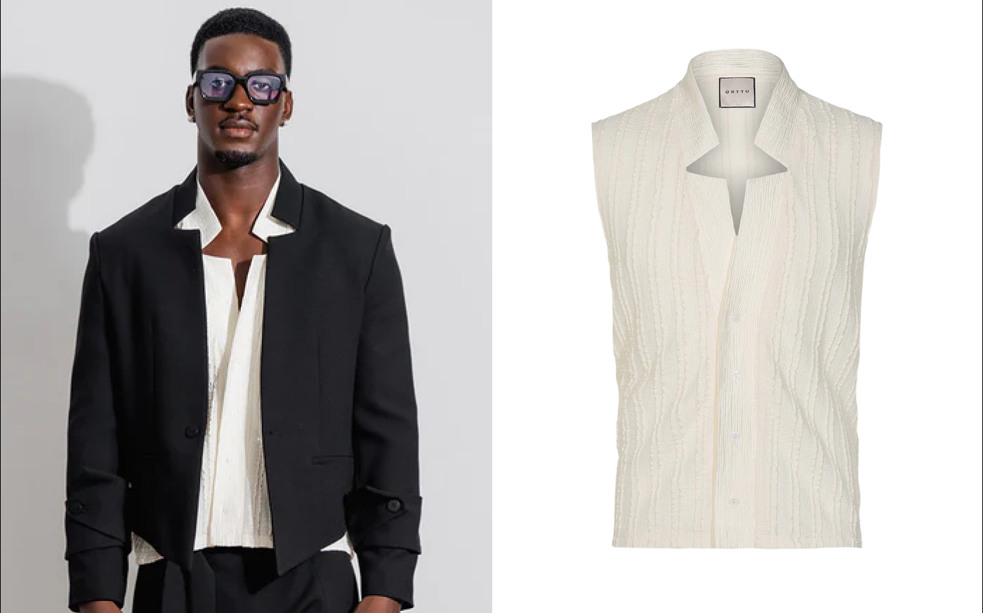 Star Neck Cardigan Buttoned in Ivory
