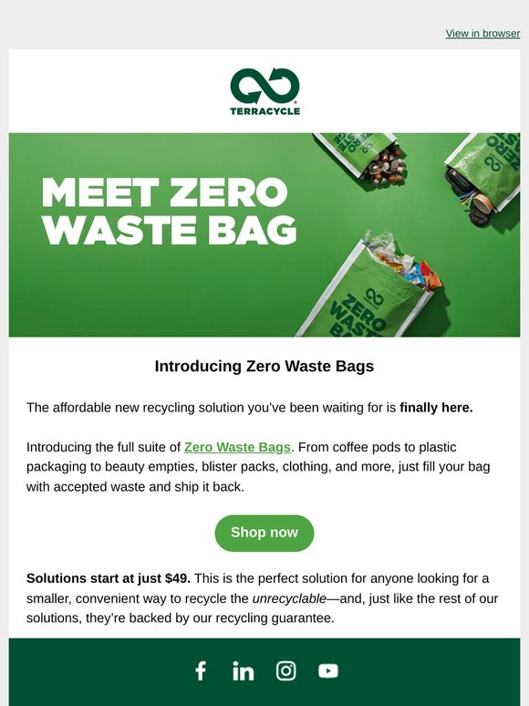 Starting at just $49! Zero Waste Bags are here!
