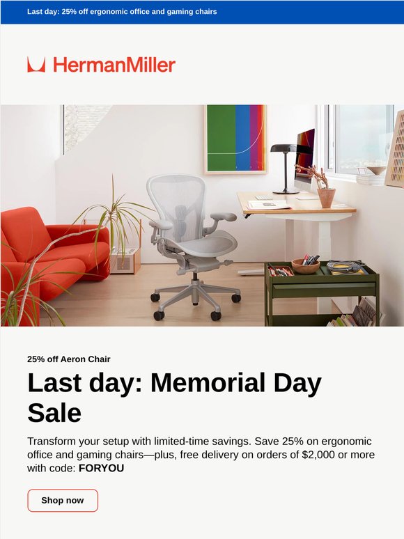 Last day: 25% off best-selling office chairs