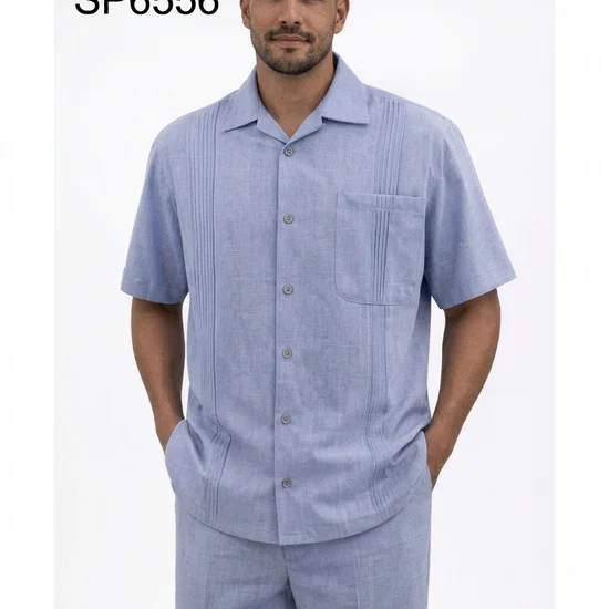 Men’s Lavender Linen Walking Suit Set – 2 Piece Short Sleeve Casual Outfit