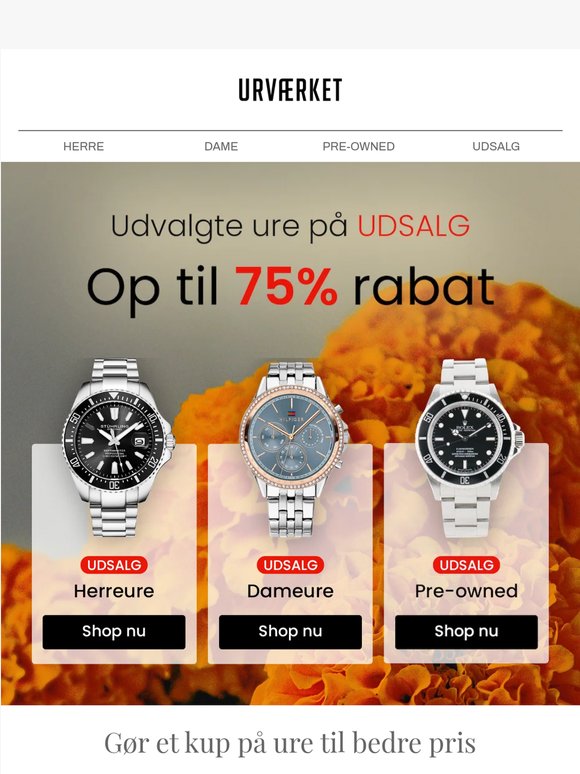 Op til 75 % rabat. Begrænset antal tilbage 👀