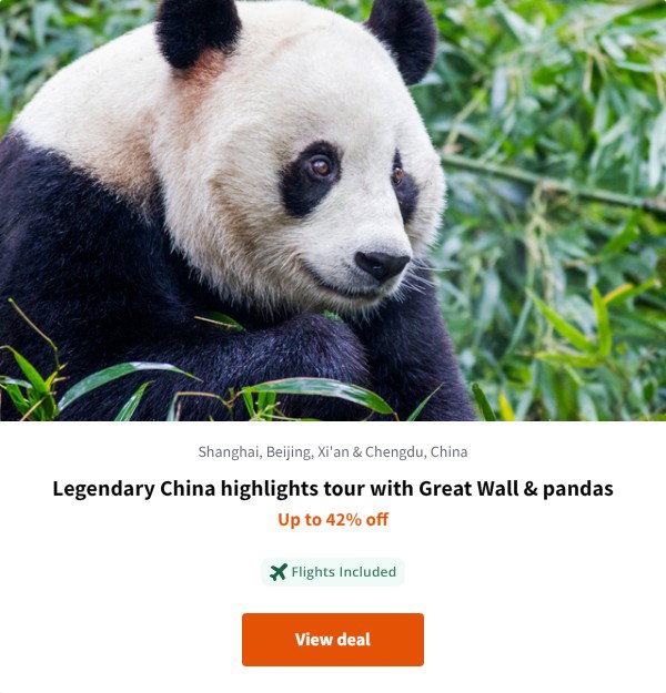 Legendary China highlights tour with Great Wall & pandas