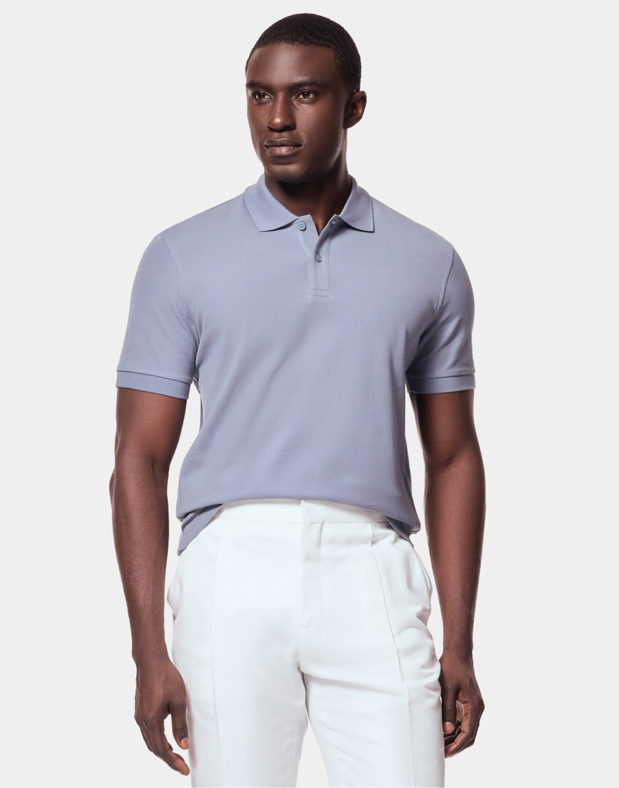 Ocean Blue Piqué Polo Shirt