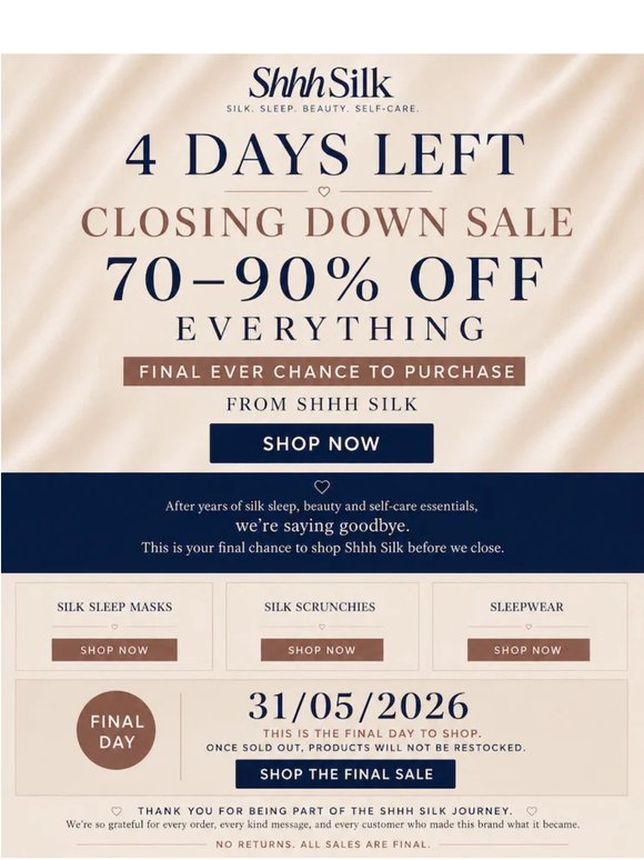 4 Days Left To Shop Shhh Silk