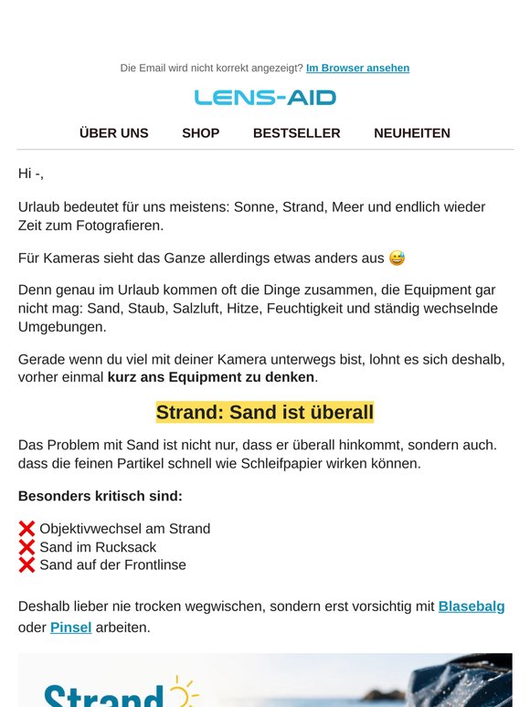 Urlaub? Gar nicht gut für deine Kamera! 🙈