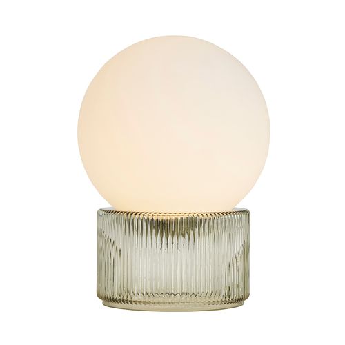Harper Opal Glass Ball with Ribbed Base Table Lamp, Green