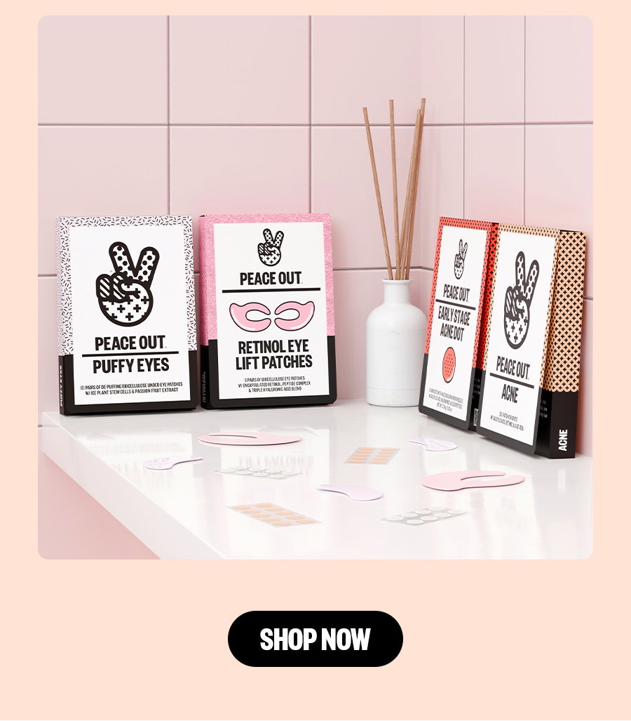 Peace Out Products sit on a bathroom counter - Shop Now