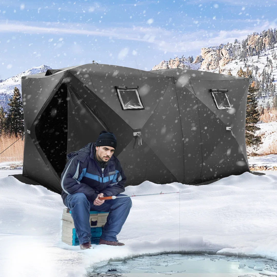 6-8 Person Ourdoor Portable Ice Shelter Pop-Up Ice Fishing Shanty Tent