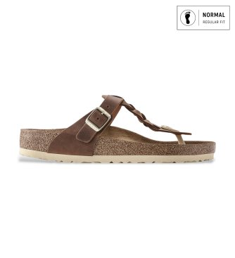 Sandalias de piel Gizeh Braided Oiled (Ajuste Regular) marrón