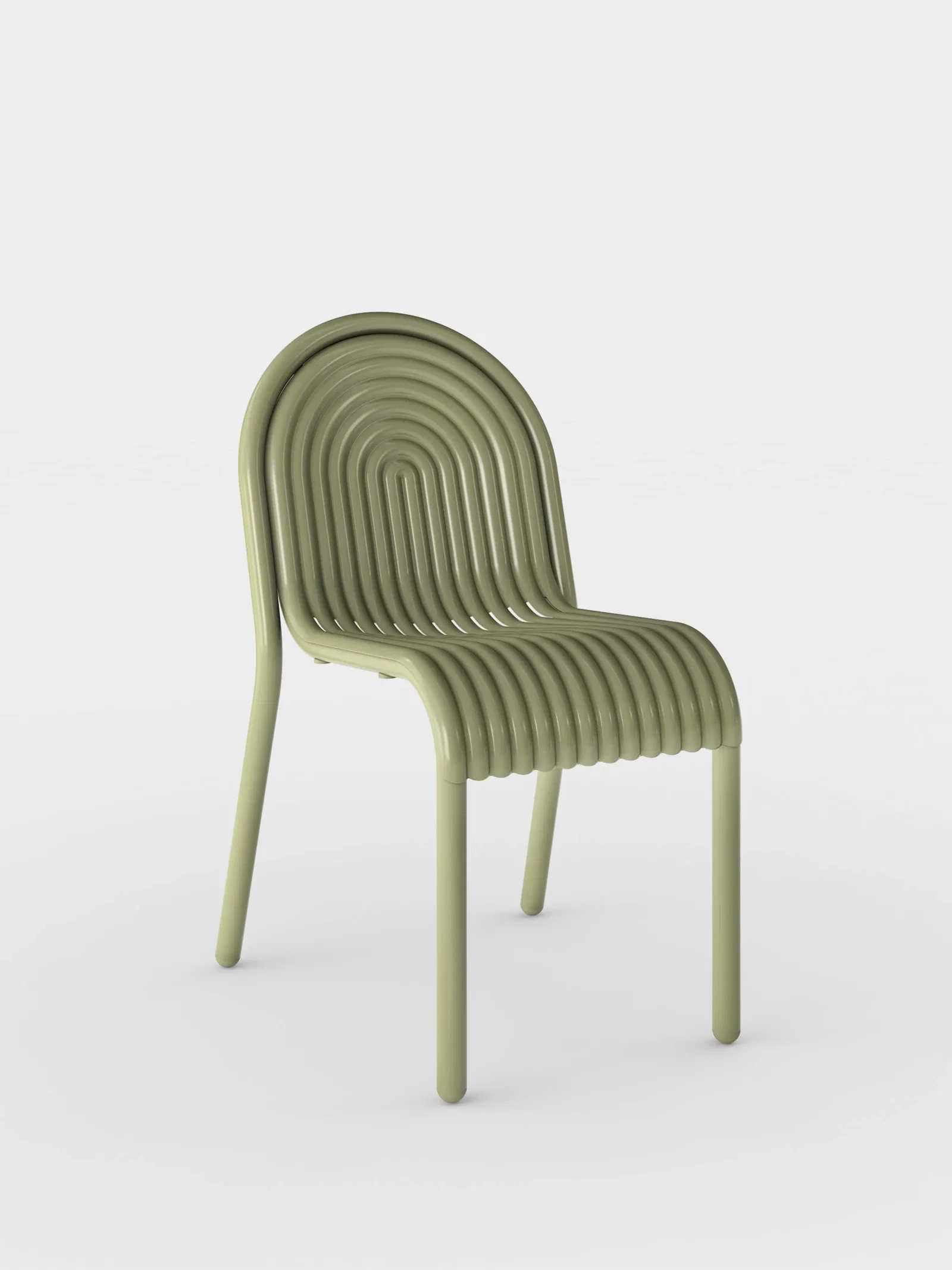 Image of Groove Outdoor Side Chair | Moss Weather-Resistant Aluminium