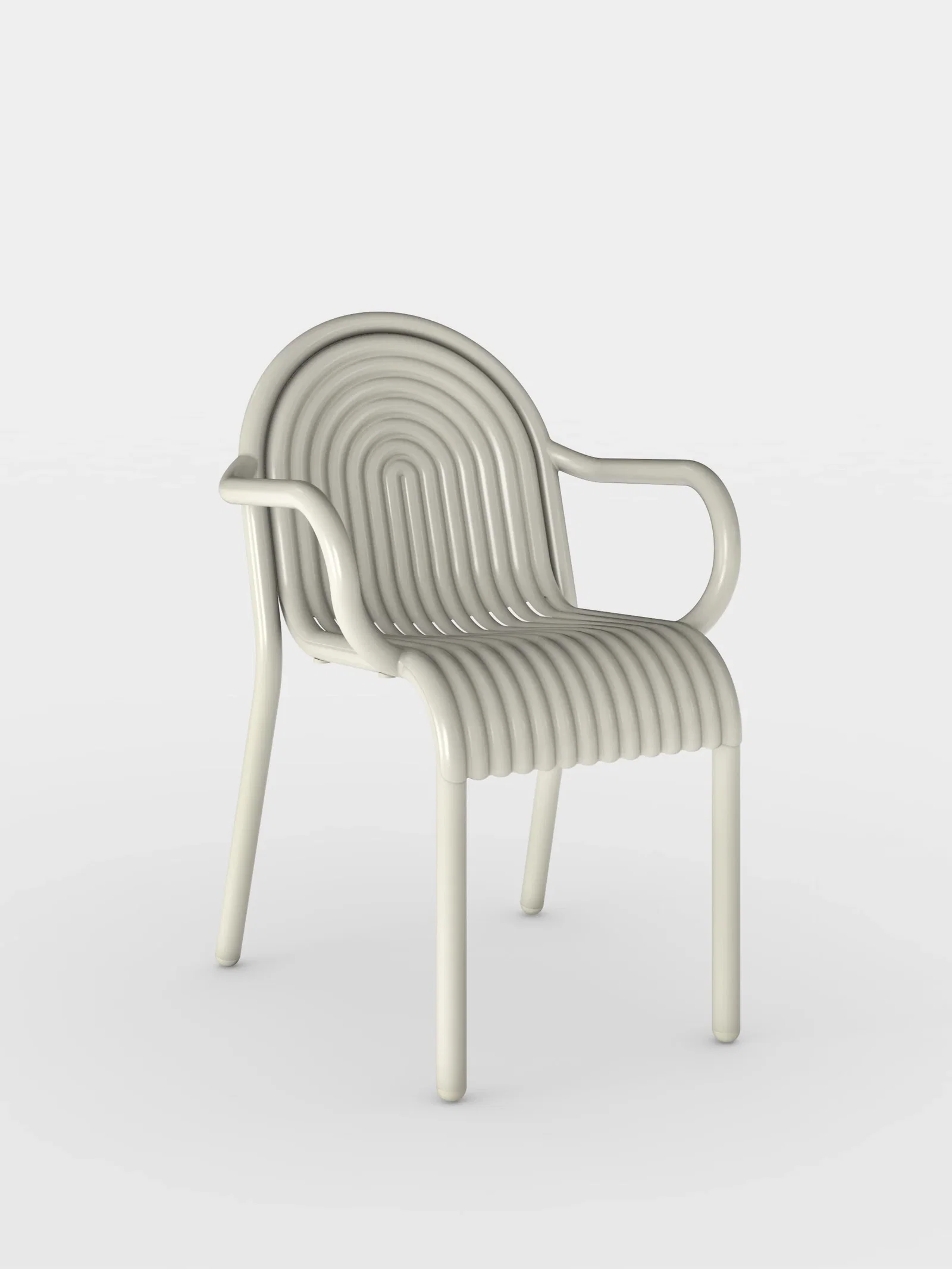 Image of Groove Outdoor Arm Chair | Putty Weather-Resistant Aluminium
