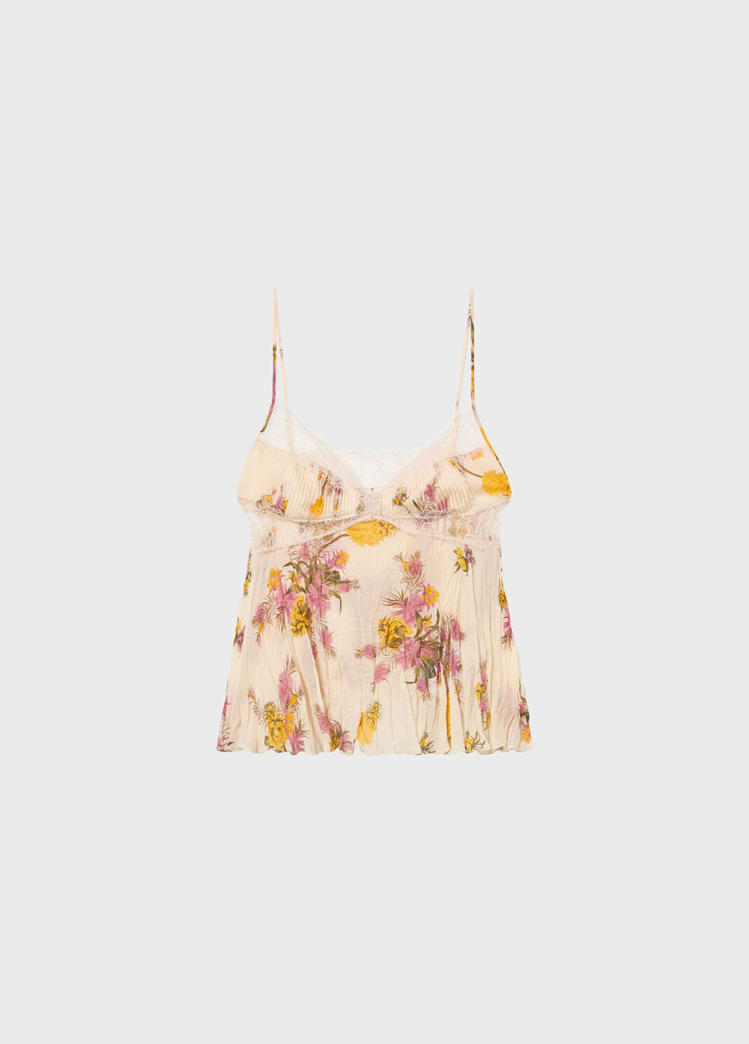 Georgette top with lace inserts