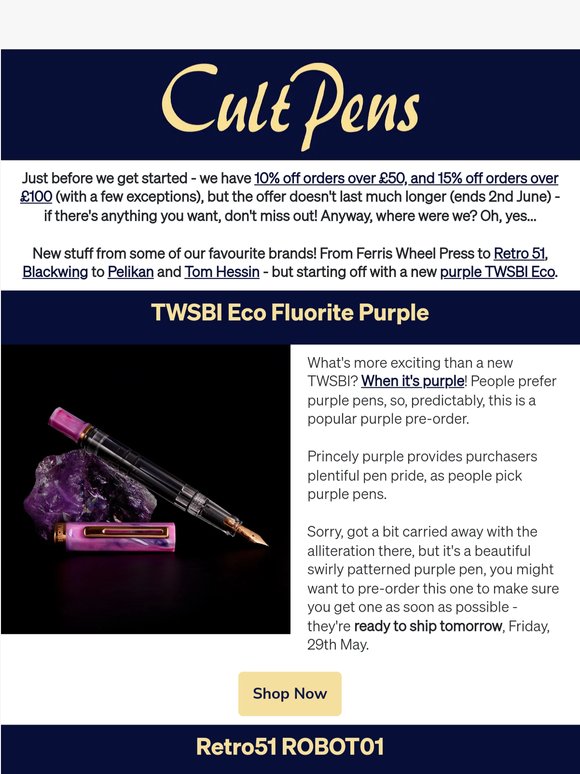 PenNEWrama - what's new this month? (Purple TWSBI!)