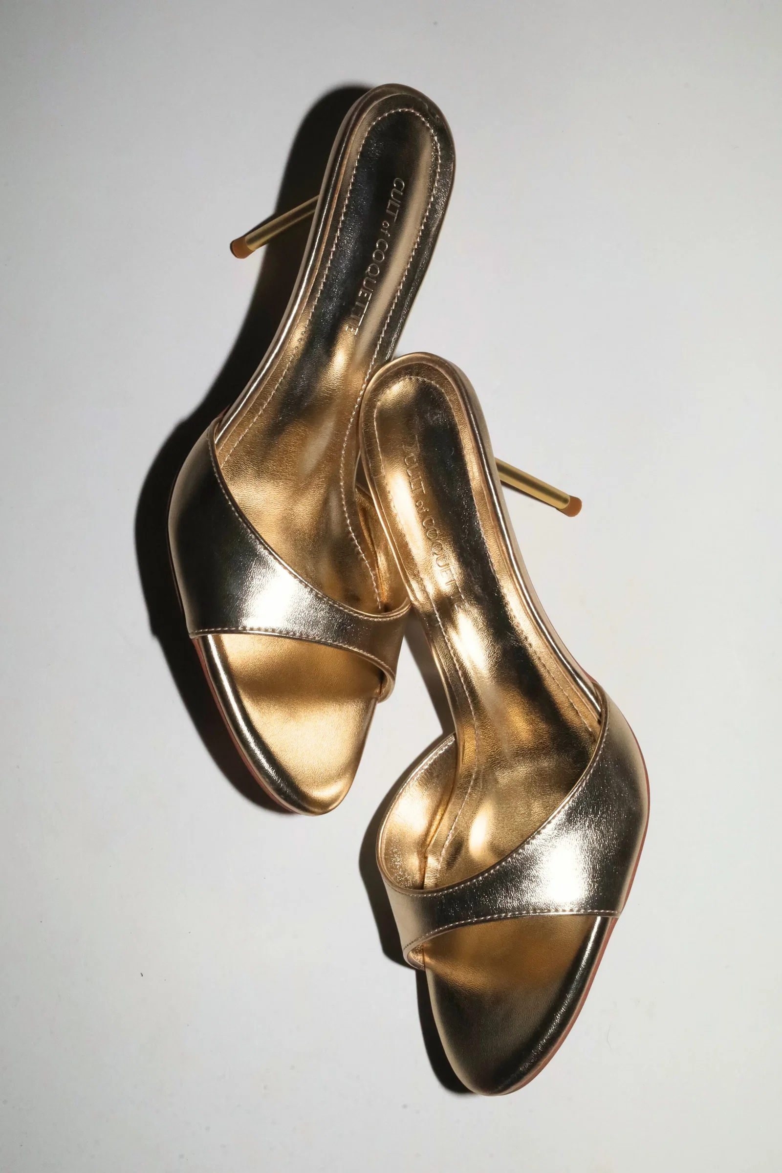 Image of Pia White Gold Mules 80 mm
