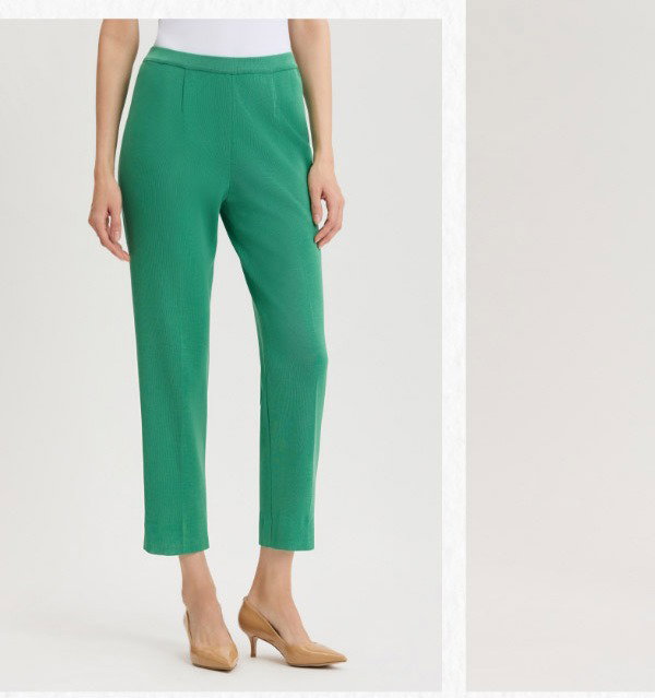 Knit Straight-Leg Ankle Pants, Kelly Green