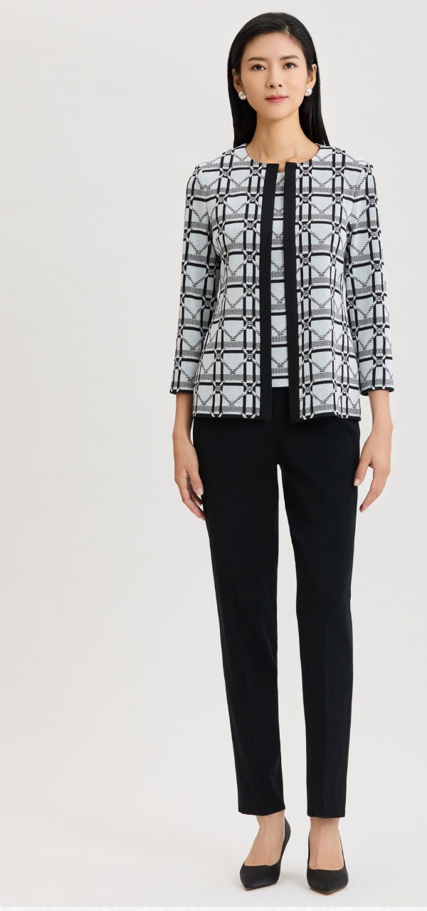 Heritage Monochrome Geometric Knit Jacket