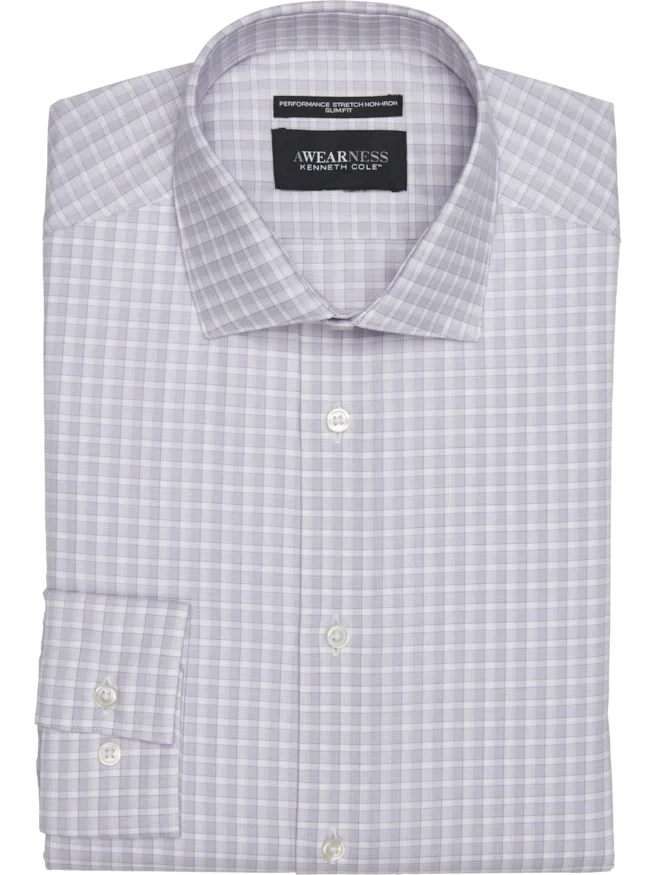 Awearness Kenneth Cole Slim Fit Ultra Performance Stretch Tonal Check Dress Shirt