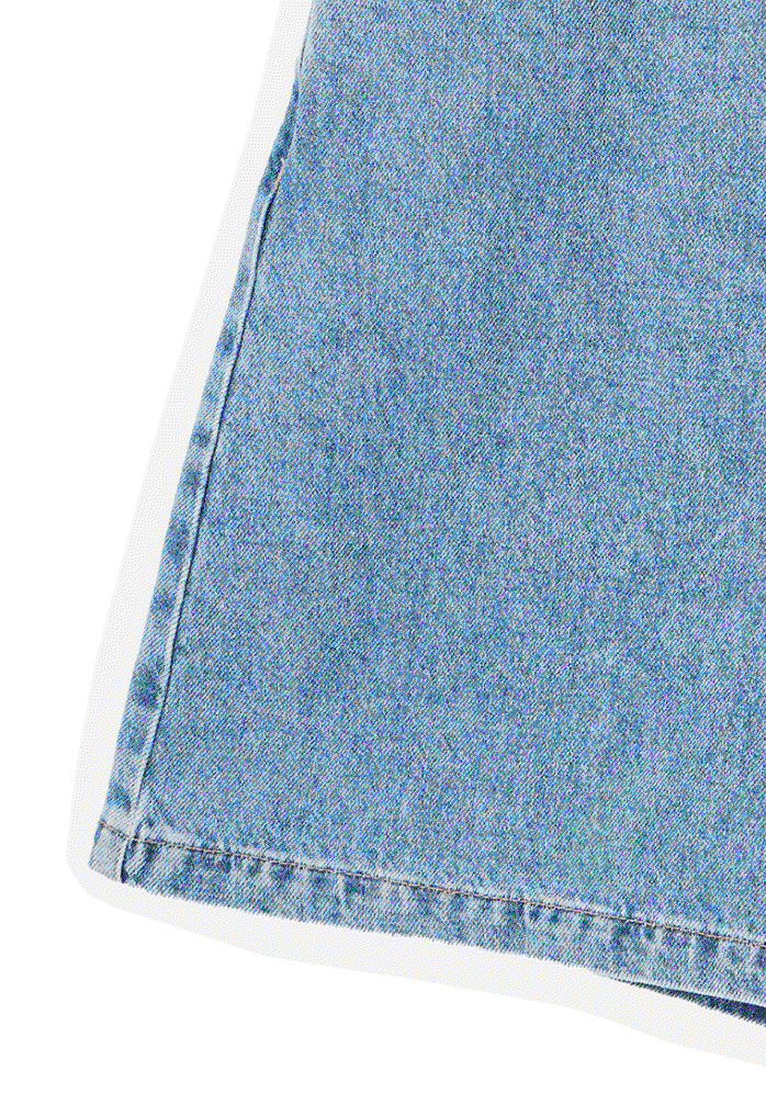 Light Blue Embroidered Pocket Denim Shorts