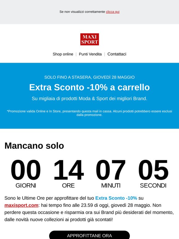 ⏳ ULTIME ORE: il tuo Extra Sconto termina stasera!