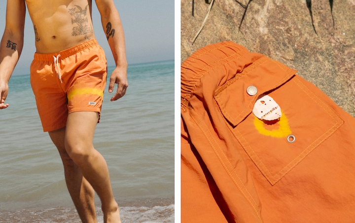 The Overdyed Madder Tangerine Swim Trunk
