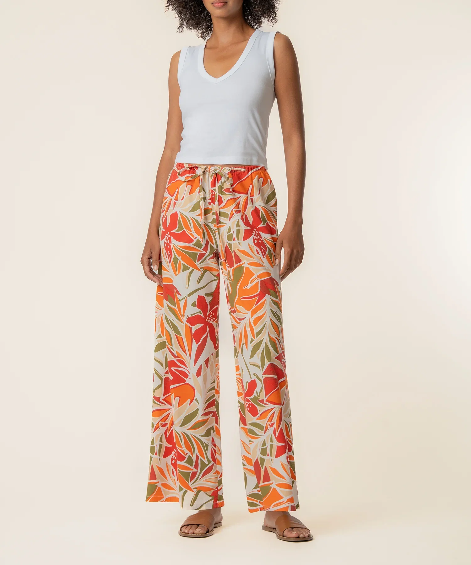 Image of Meg Linen Wide leg Pant, Exclusive in Red Orange