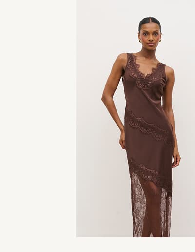 Robin Slip Dress in Chocolate Brown