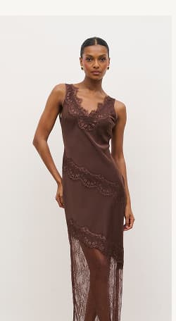 Robin Slip Dress in Chocolate Brown