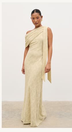 Freya One Shoulder Floral Maxi Dress in Beige