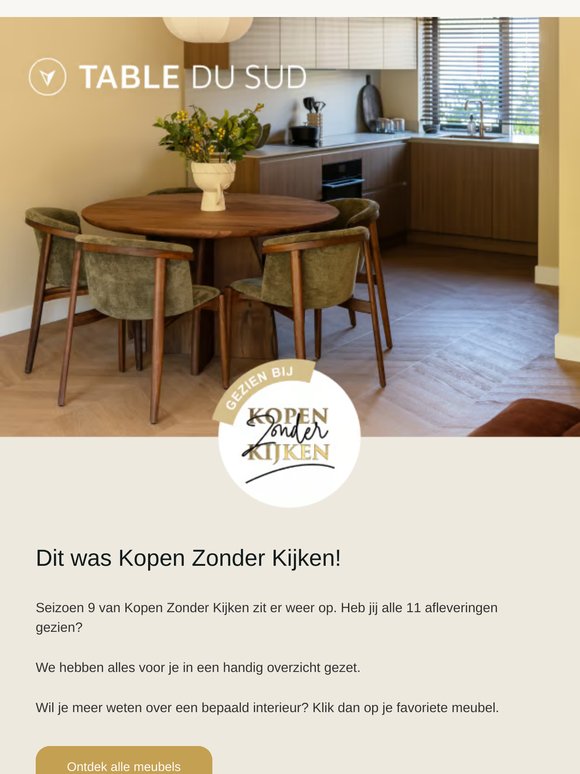 Alle meubels uit Kopen Zonder Kijken seizoen 9!