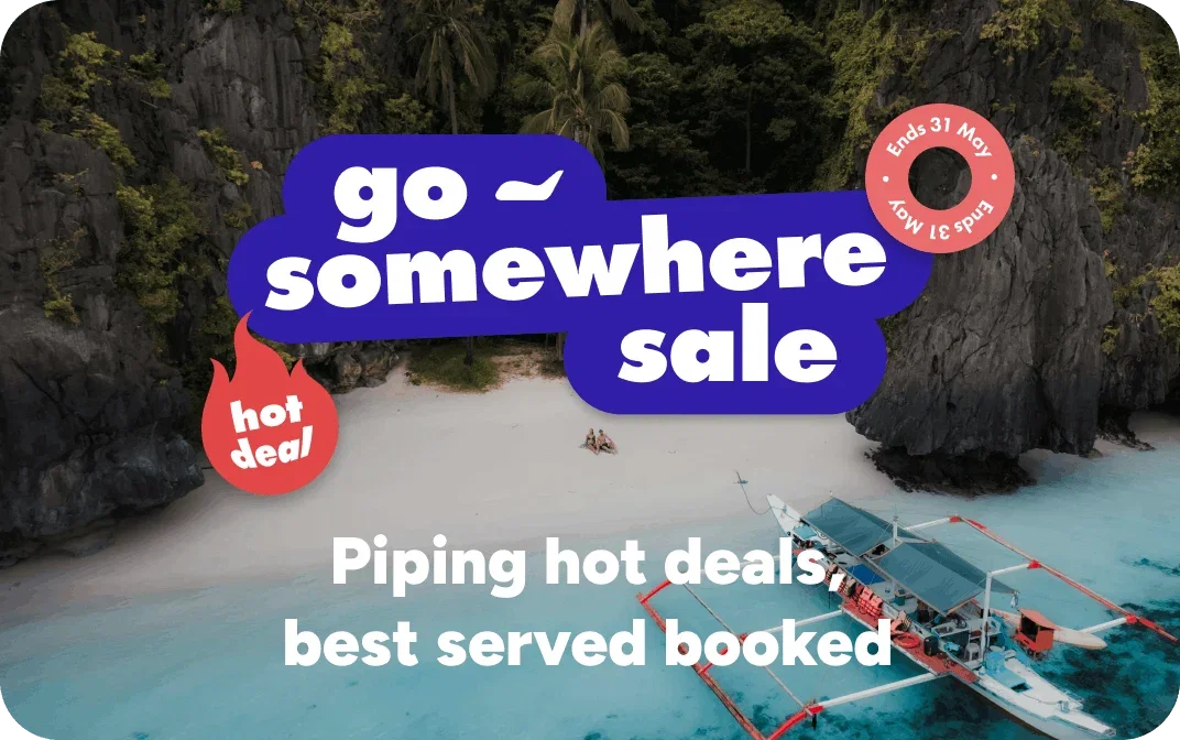 Go somewhere sale on a beach background
