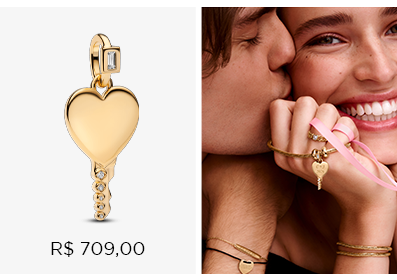 Charm Pendente Chave Do Coracao Gravavel