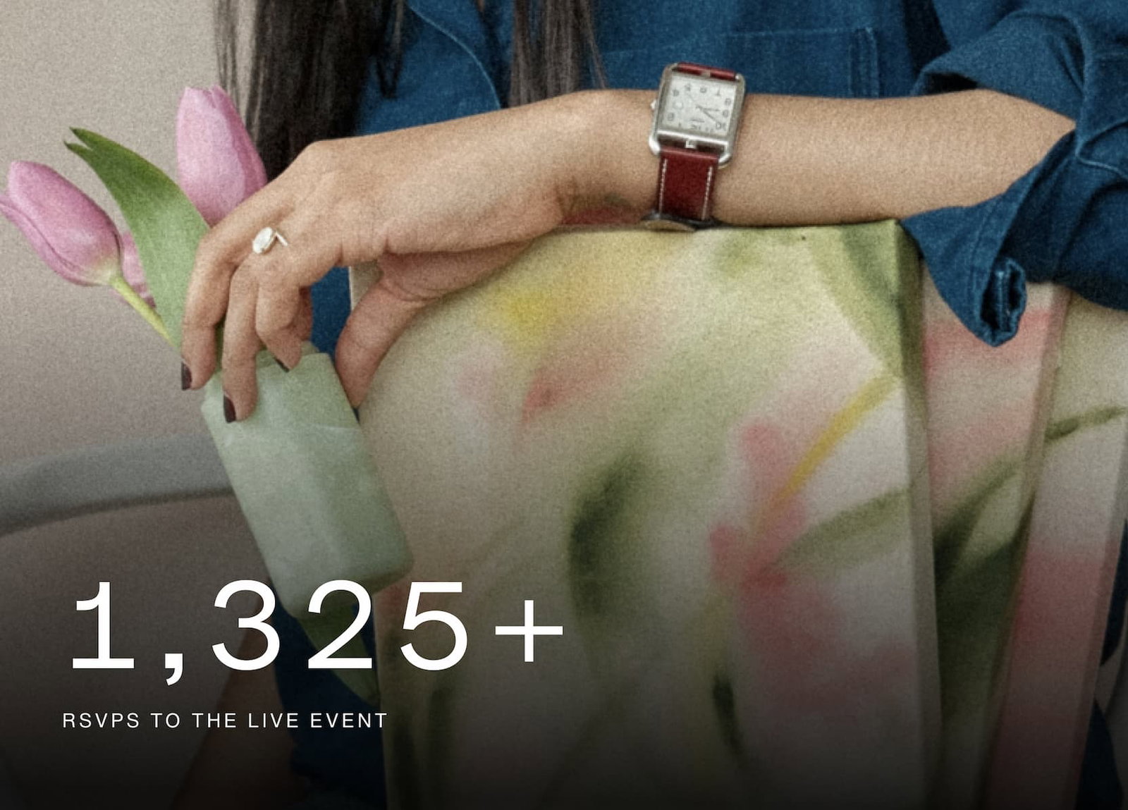 Click to join our live event at 3pm ET. Image of Aly holding painting and Cadence Capsules in Jade.