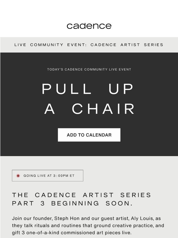 Our live community event begins soon: Artist Series Part 3