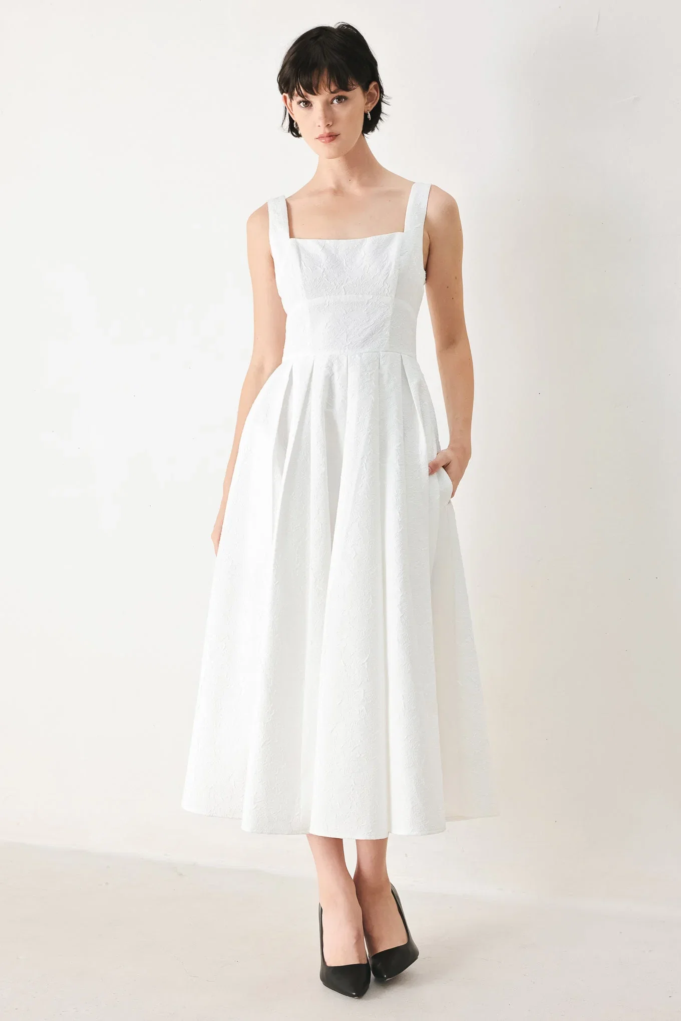 Image of Echo In White Woven Midi Dress
