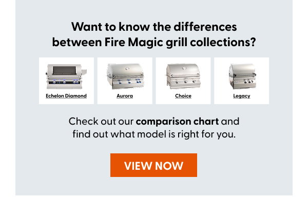 Want to know the differences between Fire Magic grill collections? Check out our comparison chart and find out what model is right for you.