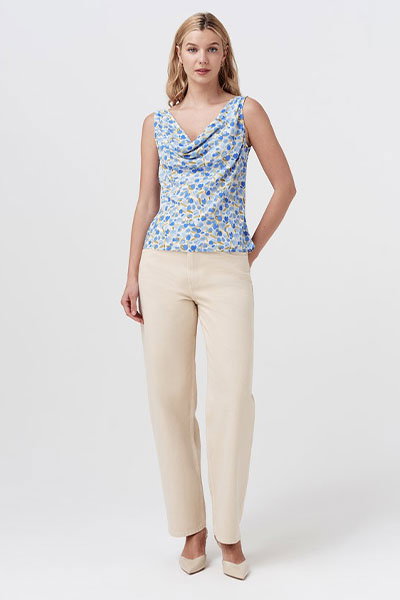 Nyla Cowl Neck Satin Top