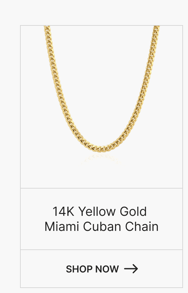 14K Yellow Gold  Miami Cuban Chain