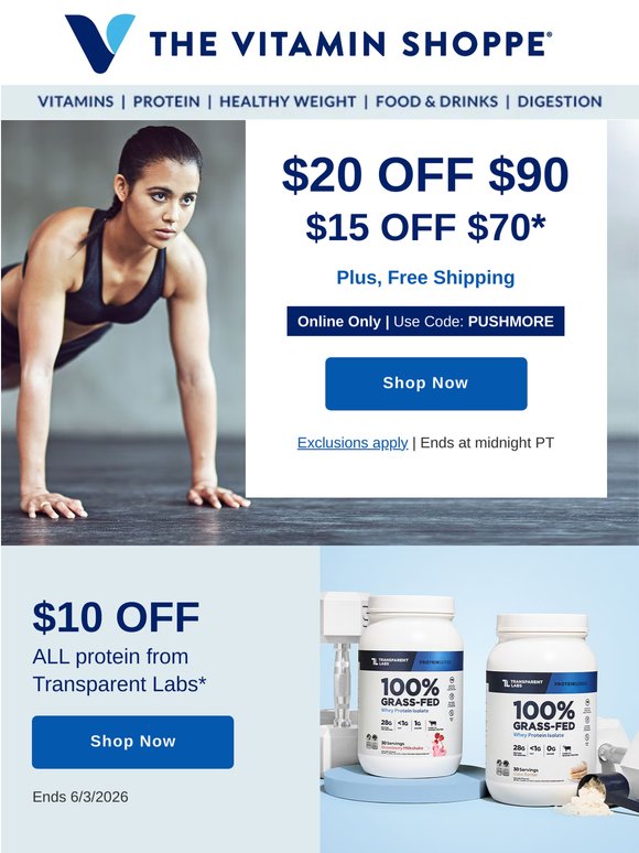 Code PUSHMORE = Up to $20 off