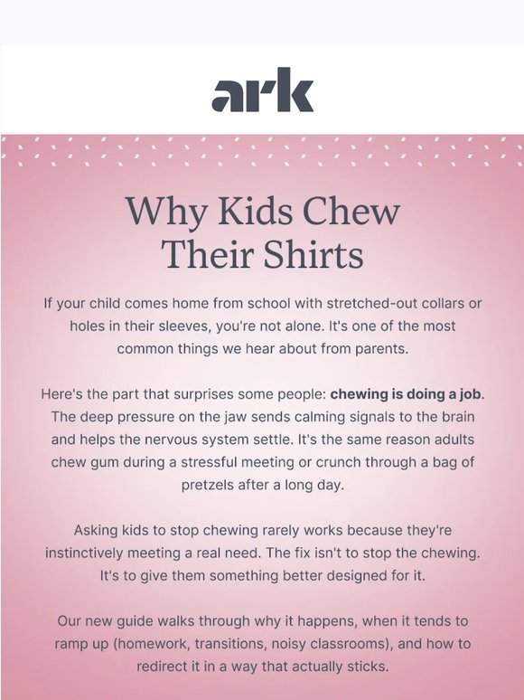 Shirt chewing isn't a bad habit — it's a need.