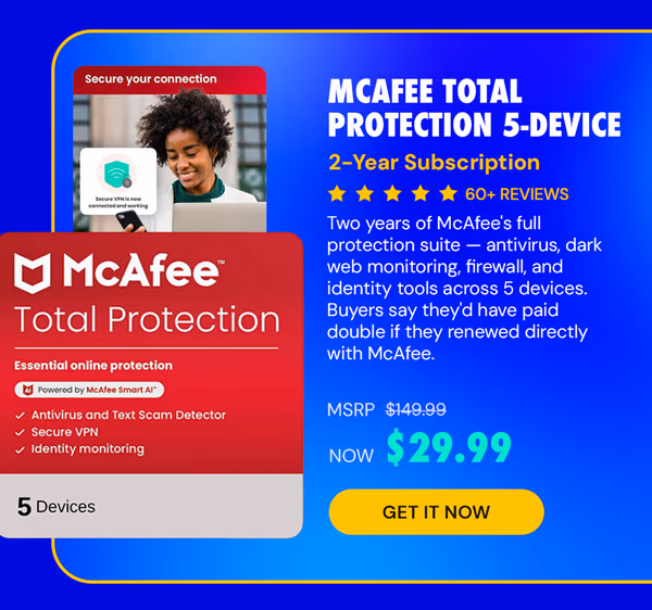 McAfee Total Protection 5-Device: 2-Year Subscription