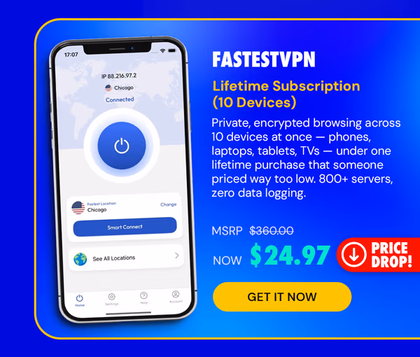 FastestVPN: Lifetime Subscription (10 Devices)