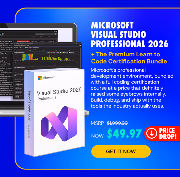 Microsoft Visual Studio Professional 2026 + The Premium Learn to Code Certification Bundle