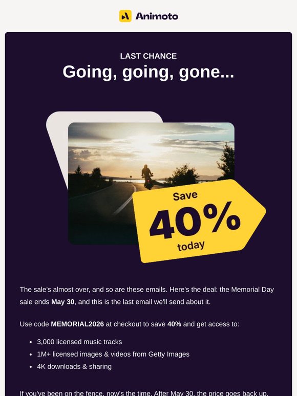 Last call for 40% off