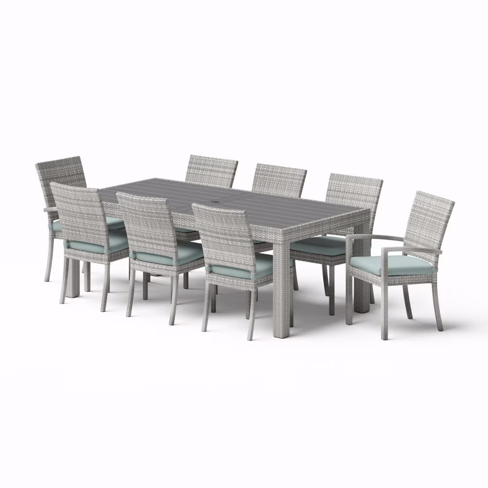 Cannes™ 9 Piece Sunbrella® Outdoor Dining Set - Spa Blue