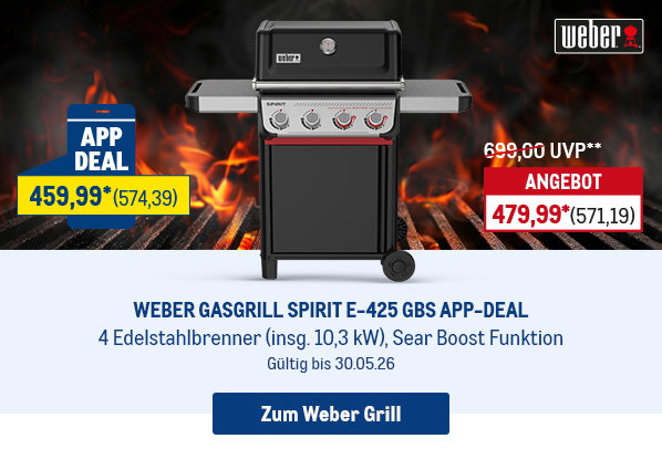 Weber Gasgrill Spirit E-425 GBS APP-Deal für nur 459,99* (574,39)