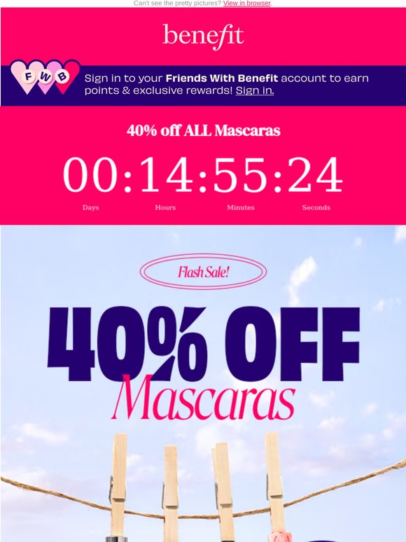 FORTY PERCENT OFF ALL MASCARAS!