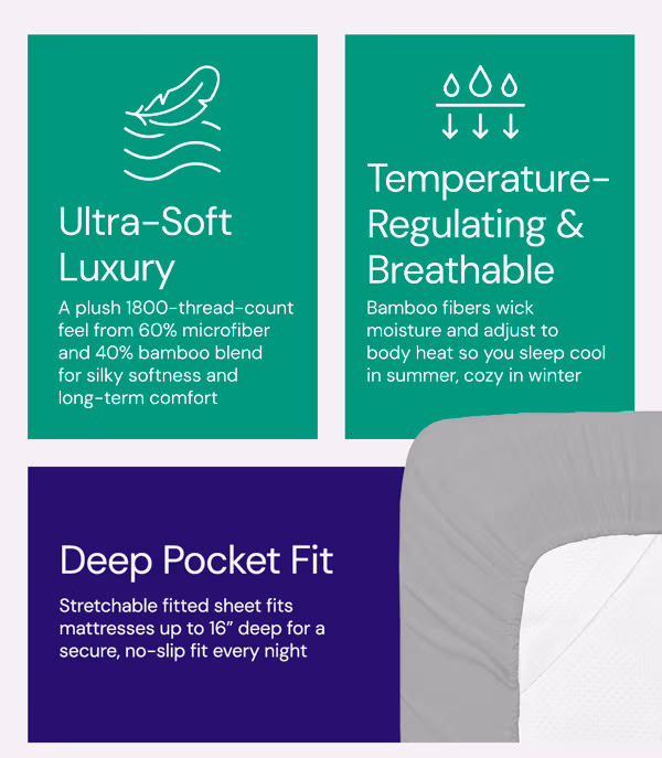 4-Piece Bamboo Comfort Solid Sheet Set